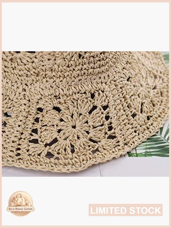 Straw Sun Hat Bucket Hat Y2K Aesthetic Woven Floral Boho Foldable Beach Cap main image 3